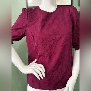 Ted Baker Textured Short-Sleeve Top in Deep Berry NWT Small